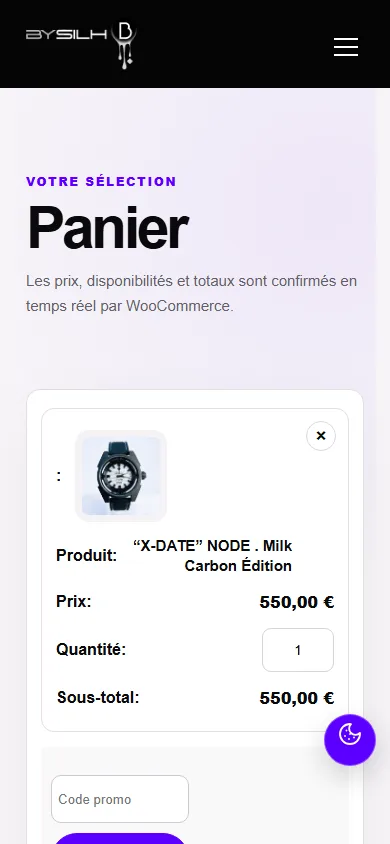 Panier WooCommerce mobile BYSILH