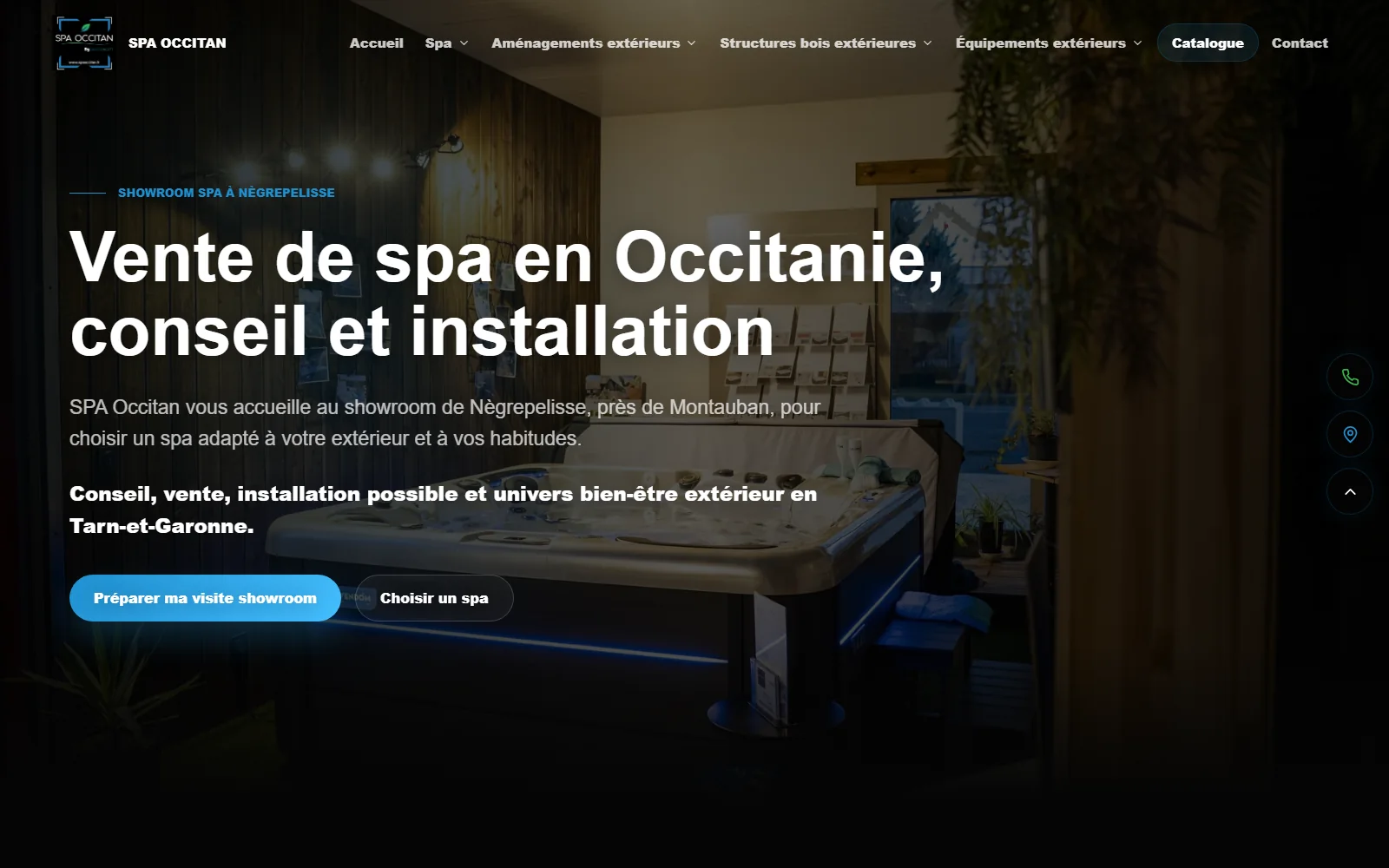 Capture desktop du nouveau site SPA Occitan avec vente de spa en Occitanie, conseil et installation